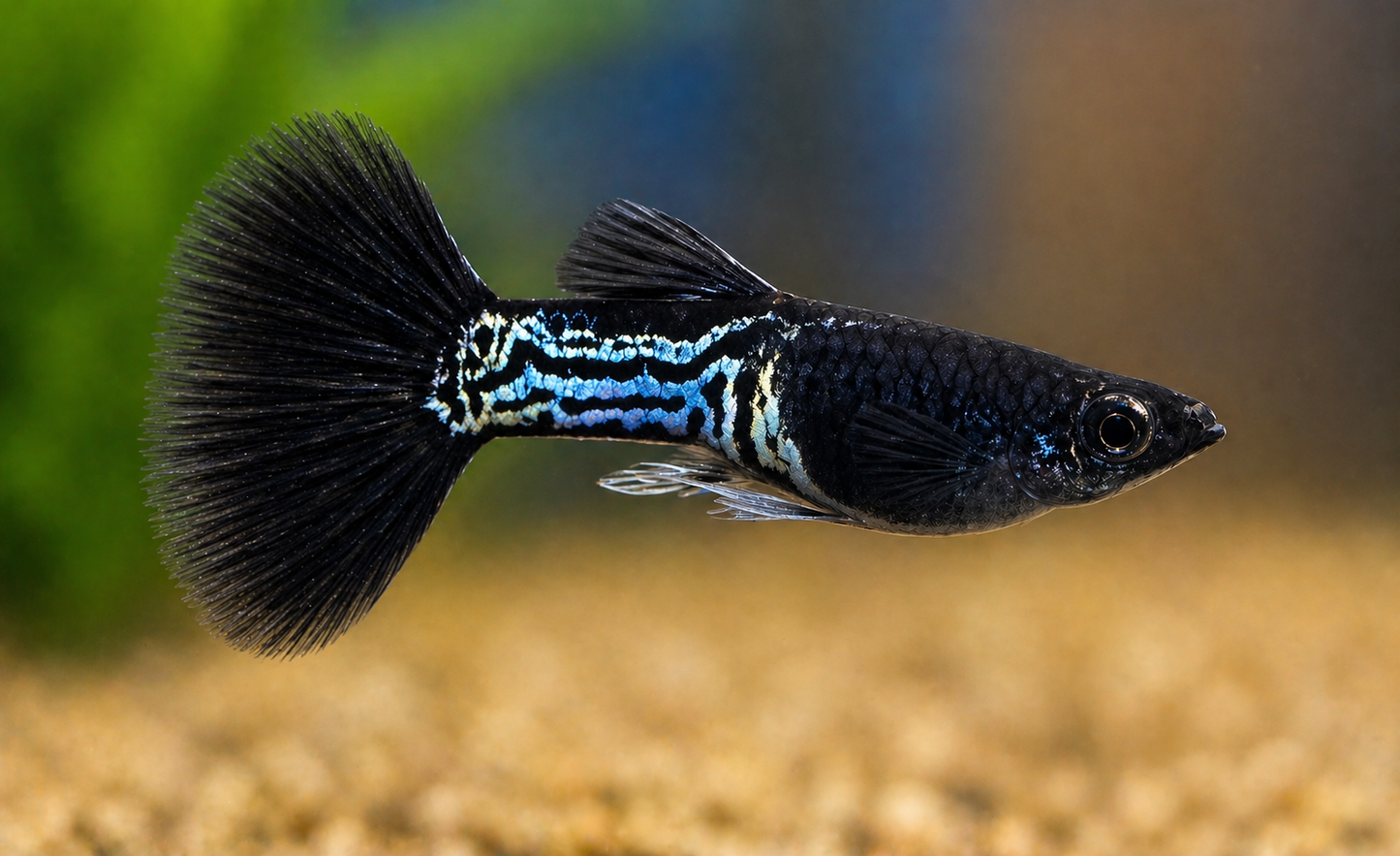 Guppy black tail Métallique